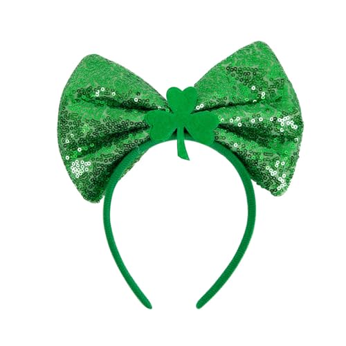 YIGZYCN Irisches Haarband für Erwachsene mit Pailletten, /Schleife, glitzerndes Puder, St. Patricks Day-Stirnband, von YIGZYCN