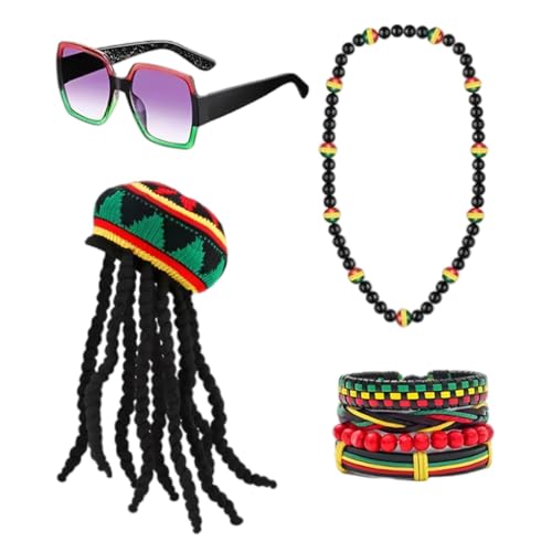 YIGZYCN Juneteenth Afrikanisches Damen-Schmuck-Set, Jamaika-Zubehör, Königin, baumelnde Ohrringe, Sonnenbrille, Perlenarmband für schwarze Frauen, Stoff YIGZYCN Juneteenth Afrikanisches Damen-Schmuck-Set, Jamaika-Zubehör, Königin, baumelnde Ohrringe, Sonnenbrille, Perlenarmband für schwarze Frauen, Stoff von YIGZYCN