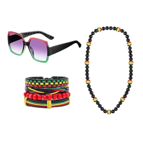 YIGZYCN Juneteenth Afrikanisches Damen-Schmuck-Set, Jamaika-Zubehör, Königin, baumelnde Ohrringe, Sonnenbrille, Perlenarmband für schwarze Frauen, Stoff YIGZYCN Juneteenth Afrikanisches Damen-Schmuck-Set, Jamaika-Zubehör, Königin, baumelnde Ohrringe, Sonnenbrille, Perlenarmband für schwarze Frauen, Stoff von YIGZYCN