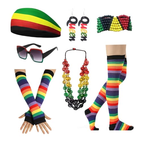 YIGZYCN Juneteenth Afrikanisches Damen-Schmuck-Set, Jamaika-Zubehör, Königin, baumelnde Ohrringe, Sonnenbrille, Perlenarmband für schwarze Frauen, Stoff YIGZYCN Juneteenth Afrikanisches Damen-Schmuck-Set, Jamaika-Zubehör, Königin, baumelnde Ohrringe, Sonnenbrille, Perlenarmband für schwarze Frauen, Stoff von YIGZYCN