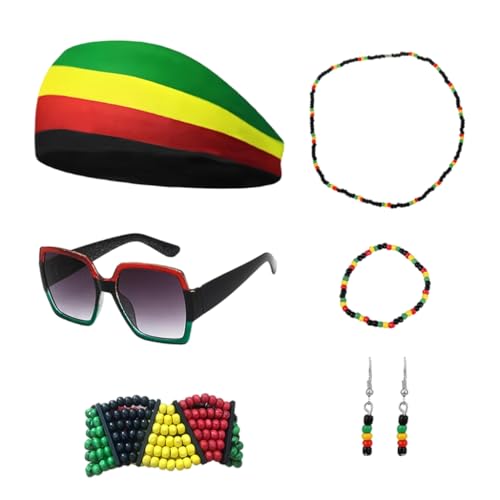 YIGZYCN Juneteenth Afrikanisches Damen-Schmuck-Set, Jamaika-Zubehör, Königin, baumelnde Ohrringe, Sonnenbrille, Perlenarmband für schwarze Frauen, Stoff YIGZYCN Juneteenth Afrikanisches Damen-Schmuck-Set, Jamaika-Zubehör, Königin, baumelnde Ohrringe, Sonnenbrille, Perlenarmband für schwarze Frauen, Stoff von YIGZYCN