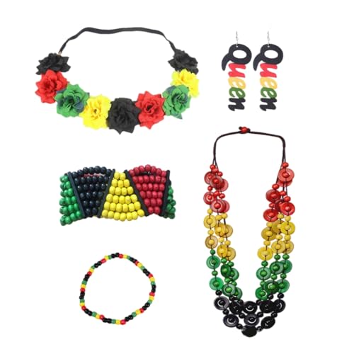 YIGZYCN Juneteenth Afrikanisches Damen-Schmuck-Set, Jamaika-Zubehör, Königin, baumelnde Ohrringe, Sonnenbrille, Perlenarmband für schwarze Frauen, Stoff YIGZYCN Juneteenth Afrikanisches Damen-Schmuck-Set, Jamaika-Zubehör, Königin, baumelnde Ohrringe, Sonnenbrille, Perlenarmband für schwarze Frauen, Stoff von YIGZYCN