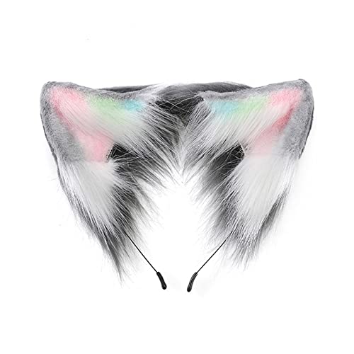 YIGZYCN Karneval Regenbogen Farbe Katze Ohr Haar Hoop Frau Stirnband Make-Up Stirnband für Halloween Cosplay Haar von YIGZYCN
