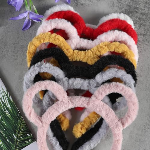 YIGZYCN Koreanische Frauen Winter Dicke Plüsch Stirnband Nette Runde Maus Bär Ohren Haar Hoop Candy Farbe Make-Up Metall von YIGZYCN