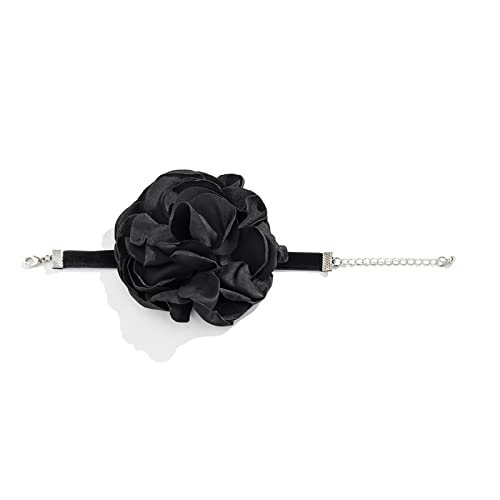 YIGZYCN Mode Geometrische Halskette Armband Elegante Romantische Satins Rosen Rosselstaber Stoff Verstellbarer Hals von YIGZYCN