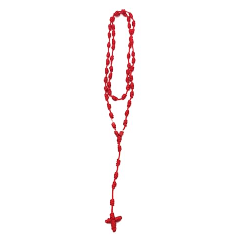 YIGZYCN Moderne Halskette aus Baumwollfaden, vielseitiges Accessoire mit handgeknüpften, stabilen Rosenkranz-Perlen, als Geschenk, handgefertigte Andachts-Halskette von YIGZYCN