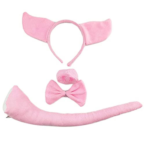 YIGZYCN Pelztier Schweineohren Haarreifen Schwanz Pfote Handschuhe Nase Fliege Set Cartoon Kostüm Cosplay von YIGZYCN