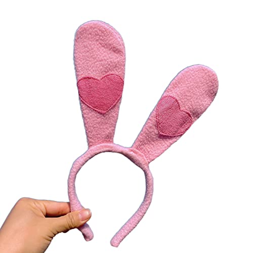 YIGZYCN Plüsch-Hasenohr-Haarband, Hasenohren-Stirnband mit Herz, Bühnenaufführung, Kopfschmuck, Weihnachten, von YIGZYCN