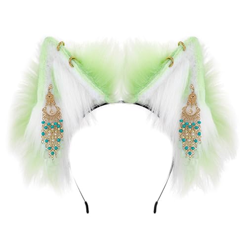 YIGZYCN Plüsch Katze Ohr Stirnband Retro Ethnische Quasten Anhänger Haar Hoop Anime Cosplay Kostüm Halloween Party Haar von YIGZYCN