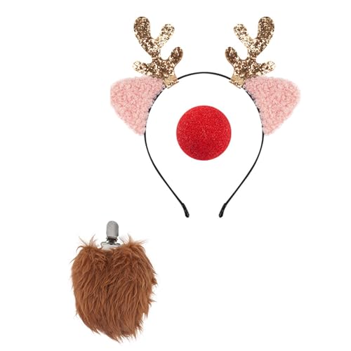 YIGZYCN Rentier-Geweih-Stirnbänder-Set, Weihnachtsohren, Kopfbedeckung, Damen- und Kinder-Haarreifen für Urlaubspartys und YIGZYCN Rentier-Geweih-Stirnbänder-Set, Weihnachtsohren, Kopfbedeckung, Damen- und Kinder-Haarreifen für Urlaubspartys und von YIGZYCN