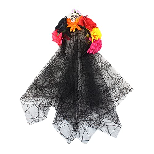 YIGZYCN Schädel Schleier Stirnband Mesh Spitze Kopfbedeckung für Halloween Party Karneval Maskerade Cosplay Kopfschmuck Party von YIGZYCN
