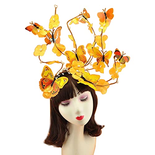YIGZYCN Schmetterlinge Fascinator Monarchen Schmetterlinge Stirnband Krone Party Kopfschmuck Halloween Kostüm Cosplay von YIGZYCN