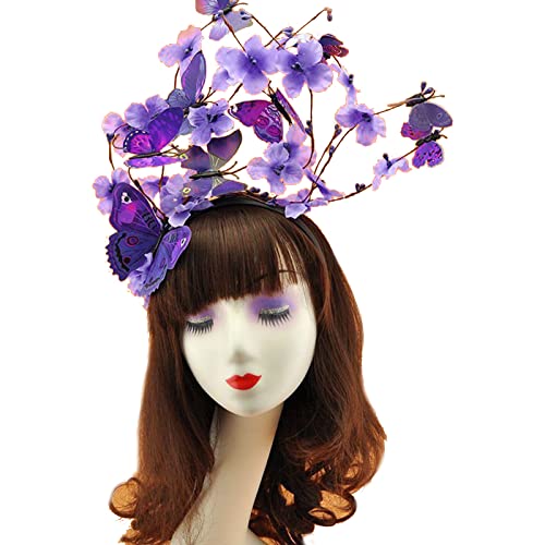 YIGZYCN Schmetterlinge Fascinator Monarchen Schmetterlinge Stirnband Krone Party Kopfschmuck Halloween Kostüm Cosplay von YIGZYCN