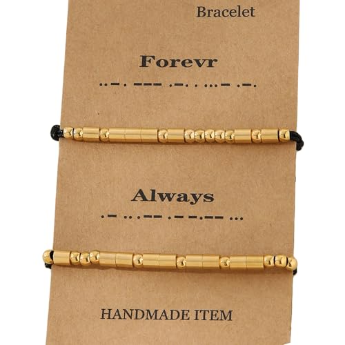 YIGZYCN Set Von 2 Modischen Morse Code Paar Armbändern Edelstahl Textur Einzigartiges Armband Für Jugendliche Und Stilvolle Liebhaberpaarschmuck von YIGZYCN
