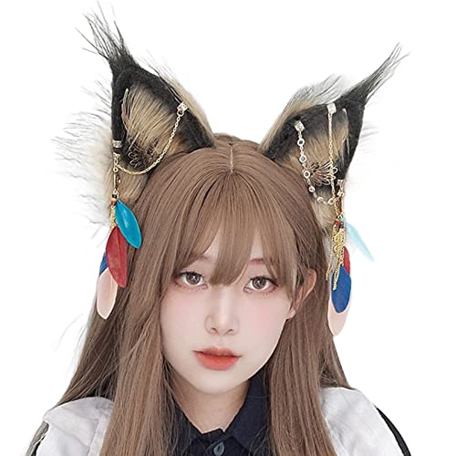 YIGZYCN Stirnband Kopfschmuck Fuchs Ohr Stirnbänder für Mädchen Stirnband Cosplay Ohr Quaste von YIGZYCN
