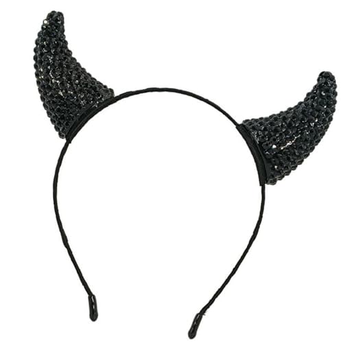 YIGZYCN Strasssteine ​​Devil Horn Stirnbänder Halloween Kopfbedeckung Verstellbares Haar Hoop für Halloween von YIGZYCN