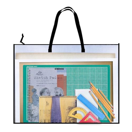 YIGZYCN Transparente Mesh Postertasche Mit Reißverschluss Künstlerbedarf Aufbewahrungstasche wasserdichte Projekttasche Für Künstler Studenten Mesh Projekttaschen Mit Mesh Projekttaschen Mesh von YIGZYCN