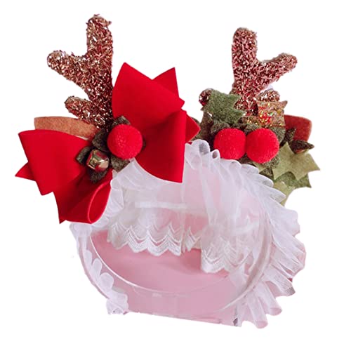 YIGZYCN Weihnachten Hirschhorn Haarreifen Pompon Geweih Stirnbänder Mesh Spitze Kopfschmuck für Halloween Neujahr Party von YIGZYCN