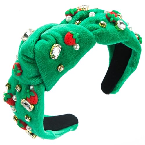 YIGZYCN Weihnachts-Samt-Stirnband, ästhetischer Strass-Charm-Hairhoop, festlicher Kopfschmuck, lässiges Haarband, von YIGZYCN