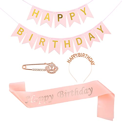 YIGZYCN für Alles zum Geburtstag Mädchen Stirnband Krone Brosche Geburtstag Schärpe Briefkarten Set von YIGZYCN