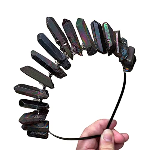 YIGZYCN für Rohkristall-Krone, natürlich, für Strass-Stein, Legierung, Stirnband, Mond, Party, Geschenk, Hexerei, Zubehör, von YIGZYCN