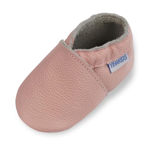 YIHAKIDS Krabbelschuhe Baby Lauflernschuhe Jungen Mädchen Weicher Leder Lederschuhe mit Wildledersohlen Kleinkind Rutschfeste Babyschuhe Hausschuhe (Size XL, Rosa, 18-24 Monate, 24-25 EU) von YIHAKIDS