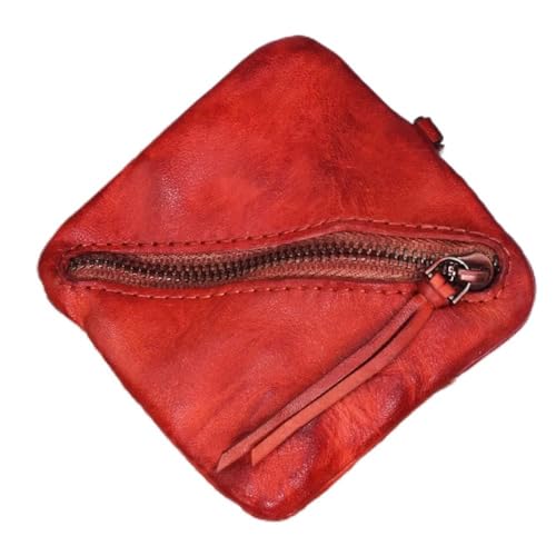 1 Stück Herren- und Damen-Münzgeldbörse Retro Kleine Leder-Reißverschluss-Münztasche Ultradünne lässige Mini-Tasche (Farbe: A, Größe: 9 * 2 * 9 cm) von YIHANSS