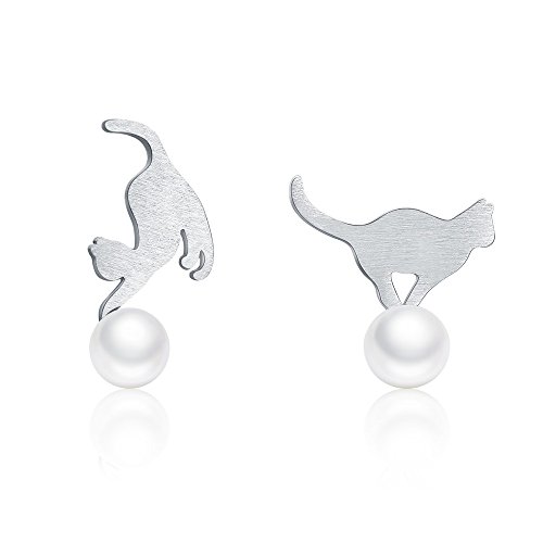 100% 925 Sterling Silber Naughty Cat Play Ball Drop Ohrringe Frauen Sterling Silber Ohrringe Juwely Geschenk von YIHANSS