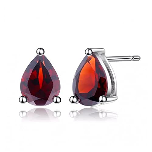 6 * 8mm 2.74ct natürlicher rotes Granat Edelsteinohrohrringe Schmuck für Frauen von YIHANSS