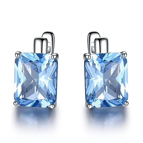 8.0CT Blue Topaz Edelstein Schmuck Solid Clip an Ohrringen für Frauen Geburtstag Geschenk Mode 1 von YIHANSS