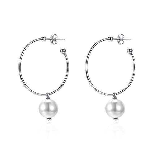 925 Runde Kreisschale Perlenkristalle von Hoop Ohrringen für Frauen Schmuck Geschenk von YIHANSS