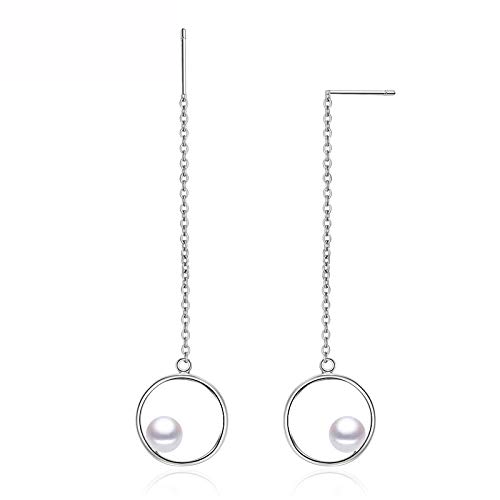 925 Silberohrringe Schmuck mit Perle für Frauen Hochzeit weiße runde Perle 5-6 Natural Süßwasserperlen Ohrringe Girl Geschenk von YIHANSS