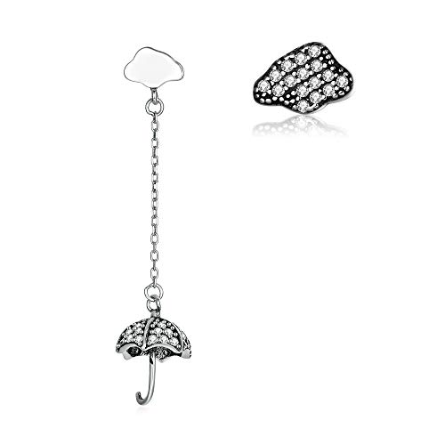925 Sterling Silber Asymmetrie Lange Ohrringe Wolke mit Regenschirm Frauen Fein Schmuck Zirkon Anhänger Tropfen Ohrringe von YIHANSS
