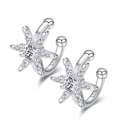 925 Sterling Silber Star Burst Silber 925 Schmuck Silberohrringe für Frauen süßer Stil Sechs-Sterne-Feinschmuck von YIHANSS