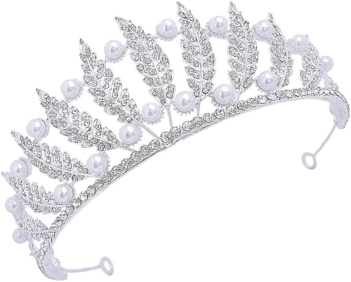 Blattperlen Kronenblatt Crownrhinestone Crystal Pearl Prom Queen Hochzeit Braut für Frauen von YIHANSS