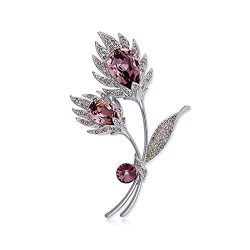 Brosche Pin für Frauen Broschen Kristall Corsage Kleider Schals Temperamentstifte Schals Verschluss Modepullover Kette mit Accessoires Geschenk an Mutter Weihnachtsbroschen (Farbe: Gold) von YIHANSS