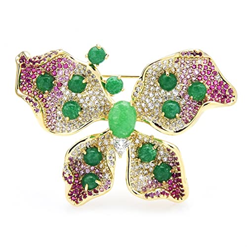 Brosche Pin für Frauen Damen Elegant Retro Green Butterfly Brosche Insektenform Party Bankett Brosche Damen Modeaccessoires Weihnachten Broschen (Farbe: Roze) von YIHANSS