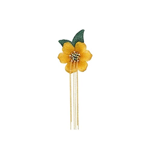 Brosche Pin für Frauen Damen Fashion Elegant Schmuck Sonnenblumen gefaltete Blume Langes Quasten Brosche Luxus Hochzeit Bankett Brosche Schmuck Weihnachtsbrosches von YIHANSS
