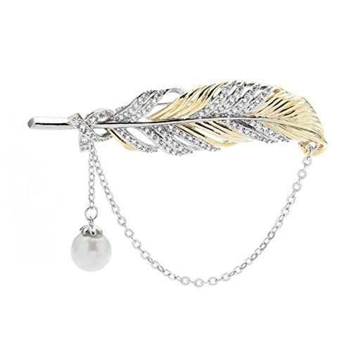 Brosche Pin für Frauen Damen Modeaccessoires Damen Elegante Perle Kette Feder Brosche Hochzeit Bankettparty Brosche Weihnachtsbroschen Broschen von YIHANSS