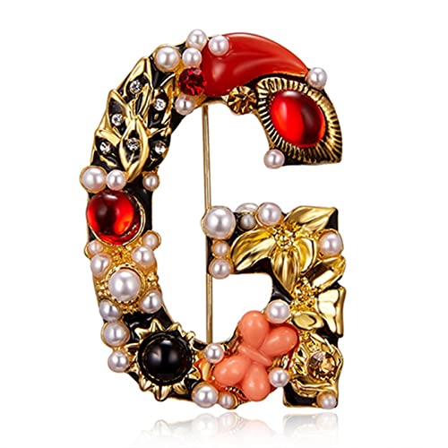 Brosche Pin für Frauen Perlenbrief Brosche erste Alphabet Strass Broschen für Frauen Engagement Hochzeitskleid Schmuck Jubiläum Accessoires Weihnachten Broschen (Farbe: klein) von YIHANSS