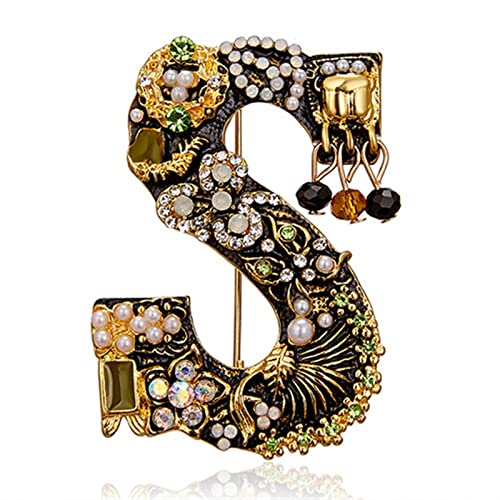 Brosche Pin für Frauen Perlenbrief Brosche erste Alphabet Strass Broschen für Frauen Engagement Hochzeitskleid Schmuck Jubiläum Accessoires Weihnachten Broschen (Farbe: klein) von YIHANSS
