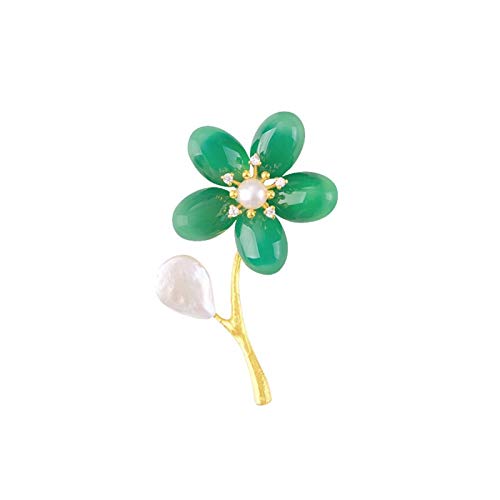 Brosche Pin für Frauen exquisit grün Chalcedon von YIHANSS