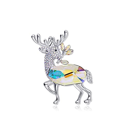 Brosche Stecknadel für Frauen Kristall Hirsch Brosche Stecknadel Kleider Strickjacke Kragen Temperament Pins Schals Verschluss Mode Mädchen Schmuck Broschen Geschenk an Frau Weihnachtsbroschen von YIHANSS