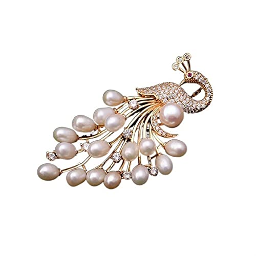 Brosche Stecknadel für Frauen exquisit gemachtes freies Broschen leichte Süßwasserperlen Brosche Mantel Stift Dekoration Accessoires Weihnachten Broschen (Farbe: Blanc) von YIHANSS