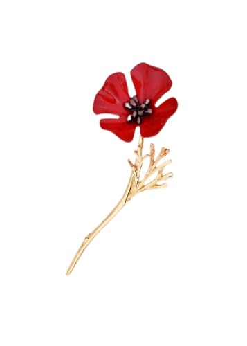 Brosche Stecknadel für Frauen kreativ Retro Poppy Flower Brosche für Frauen Anzug Kleidung Hemdkragen Broschen Pin Ladies Schmuckzubehör Weihnachts Broschen (Farbe: B) von YIHANSS