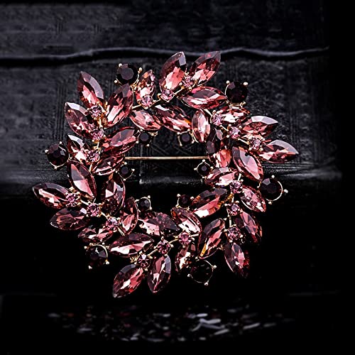 Broschen Pin Farbe Kristallkranz Blume Brosche Mode Broschen für Frauen Kostüm Schmuck Feine Geschenk Brosche (H8) von YIHANSS