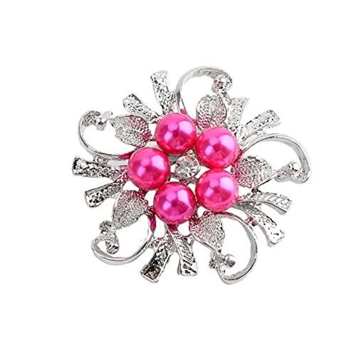Broschen Pin -Legierung Perle Strassbrosche für Frauen elegante Kleidung Schalschalschnalle Stecknadel Schmuck Runde Bouquet Brosche Pin für Frauen Damen Mädchen Brosche (Pink) von YIHANSS