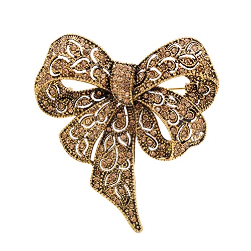 Broschen Pin Vintage Style Broschen für Frauen Strass -Strass -Bowknot Brosche Pin Mode Schmuck Winterzubehör Brosche (Champange) von YIHANSS
