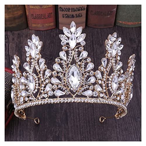 Crystal Tiara Crown Elegante Prinzessin Crown Tiara weibliche Braut Hochzeit (Farbe: Silber Weiß, Größe: Krone) von YIHANSS
