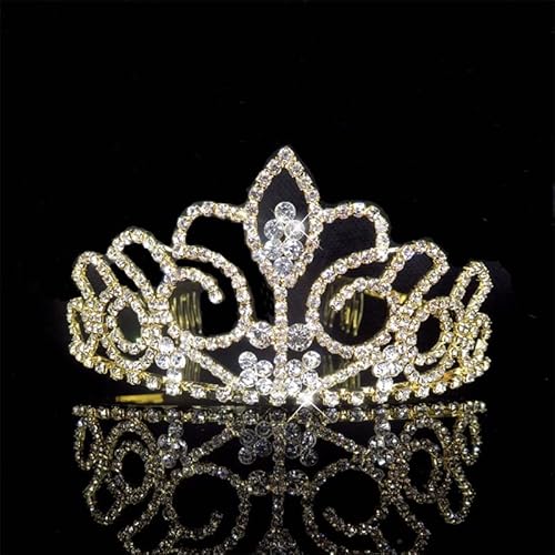 Crystal Tiara Crowns für Frauen Hochzeit Brautprinzessin Österreichischer Kristall Tiara Kronschleiz Haar Accessoire für Mädchen Kinder Tiara Kronhaarschmuck (Farbe: Hg059) von YIHANSS